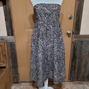 SOLD! Silk Strapless Banana Republic Fern Print Dress